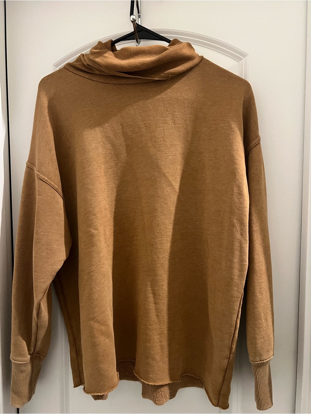Aerie XS Faded Mustard Brown Cowl Neck Pullover Oversized Sweater